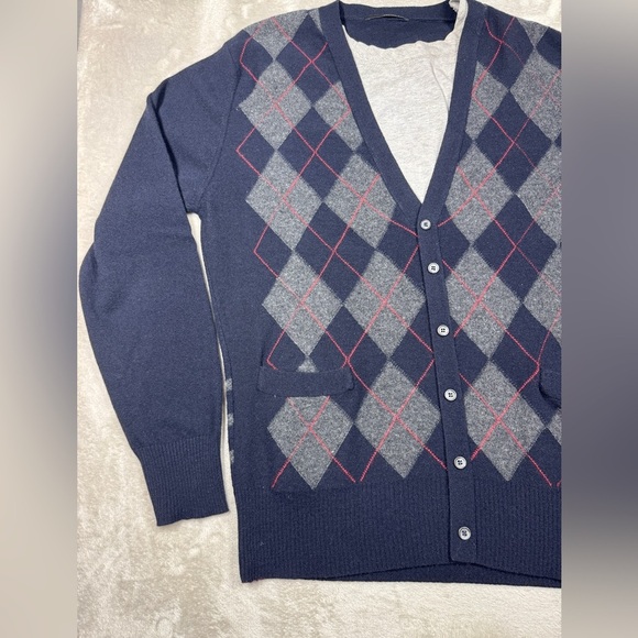 Armand Basi Men’s Wool Cashmere Blend Argyle Plaid Knit Faux Cardigan Sweater L - Picture 2 of 16